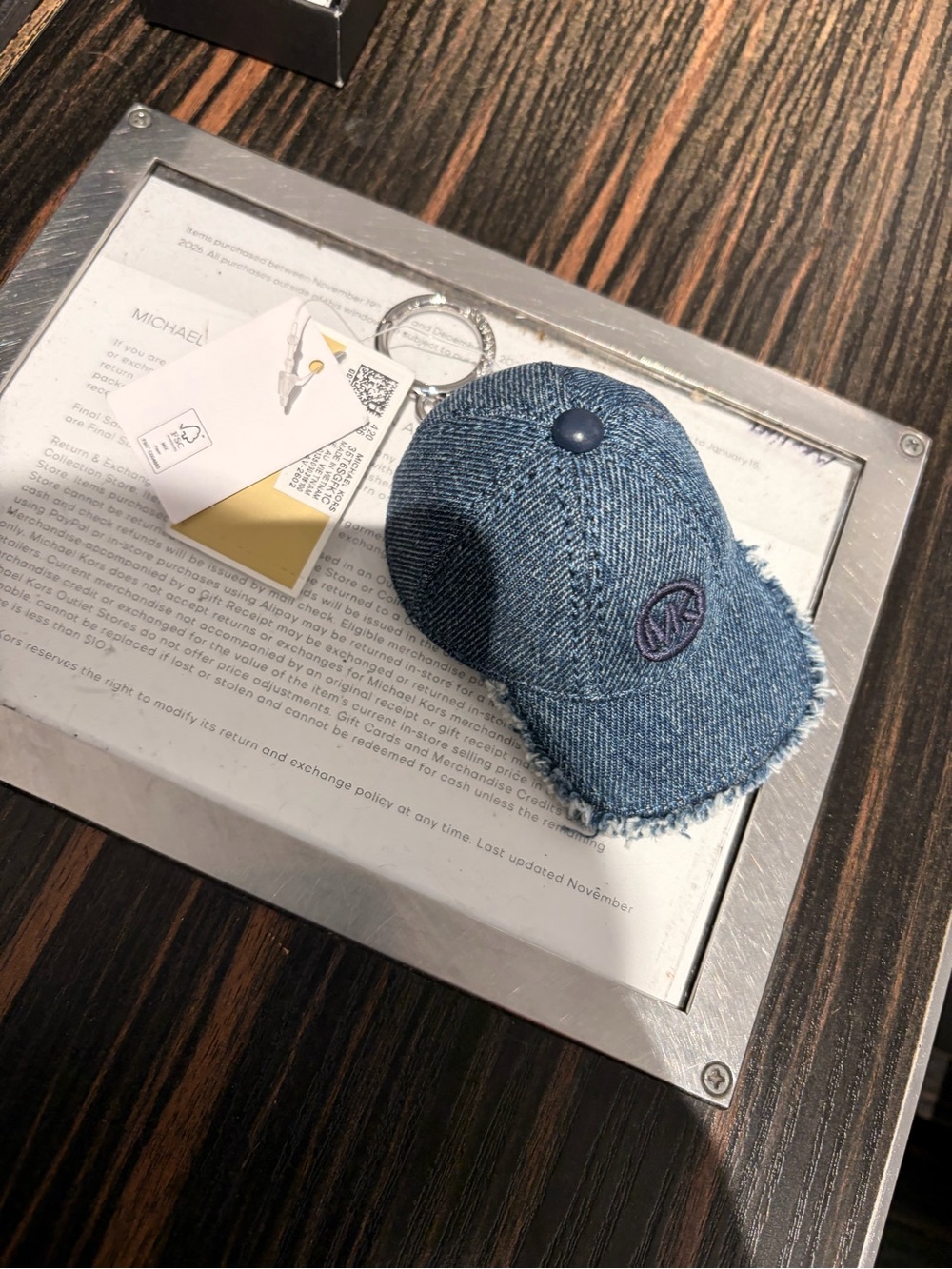 Michael Kors Denim Mini Cap Keychain in Blue